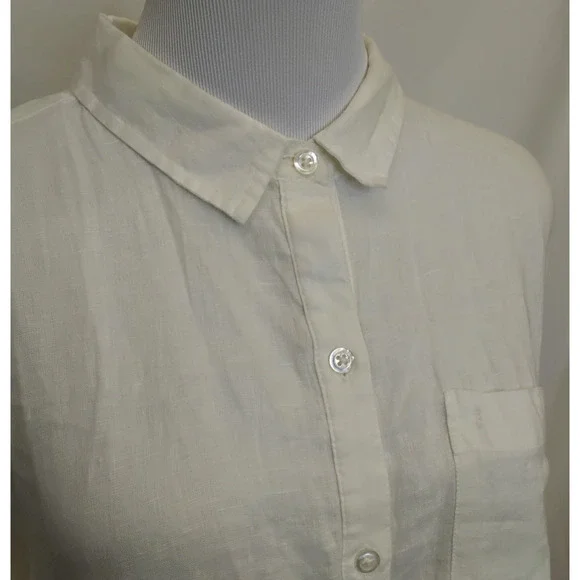 Athleta Linen Long and Lean Shirt Women's M White NWT #J5329 - Picture 4 of 15